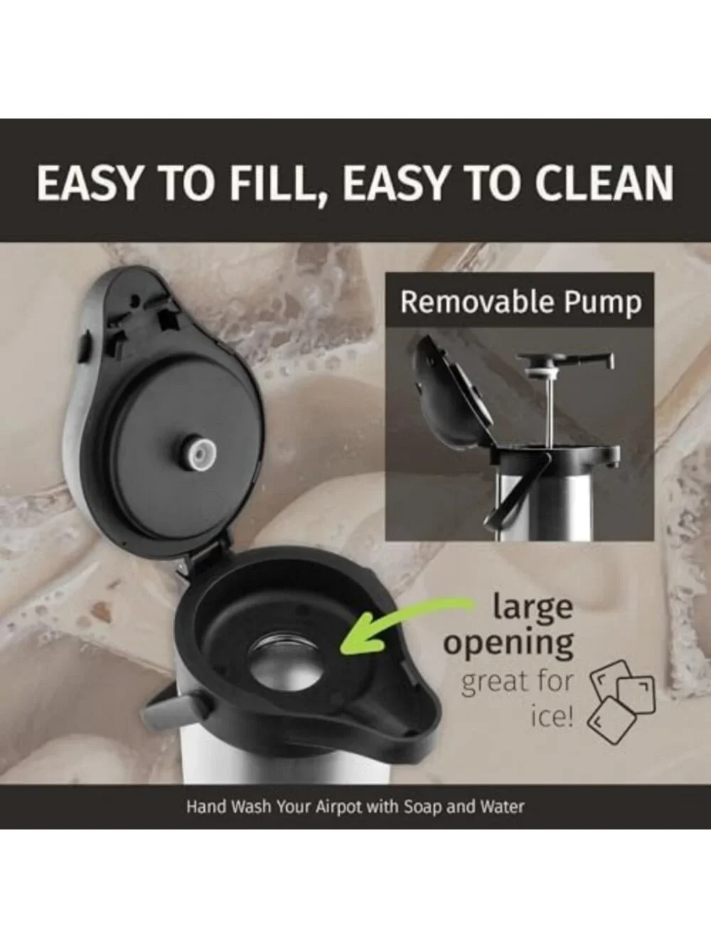 Large 102oz Coffee Carafe with Pump | Hot Water Dispenser Airpot for Parties